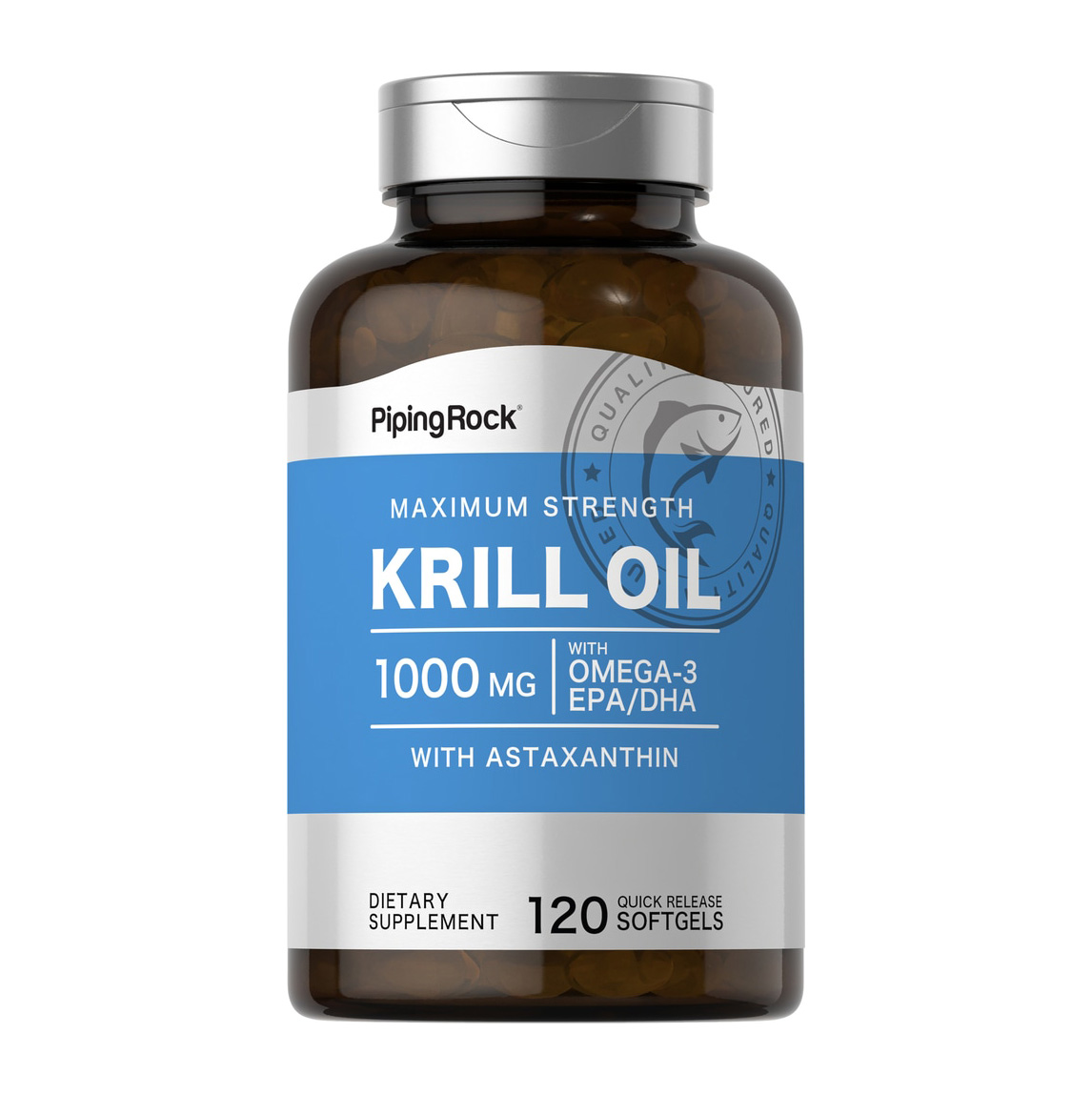 PipingRock Krill Oil with Astaxanthin, Omega3 EPA/DHA, 120 Quick Release Softgels RaRahappy